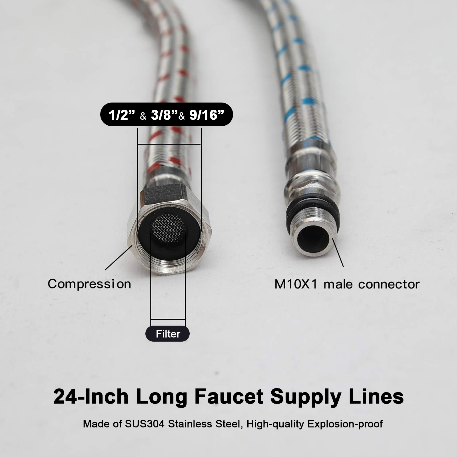 2 Piece 24-Inch Long Faucet Co - Flexible Hose Braided avaliação e preço