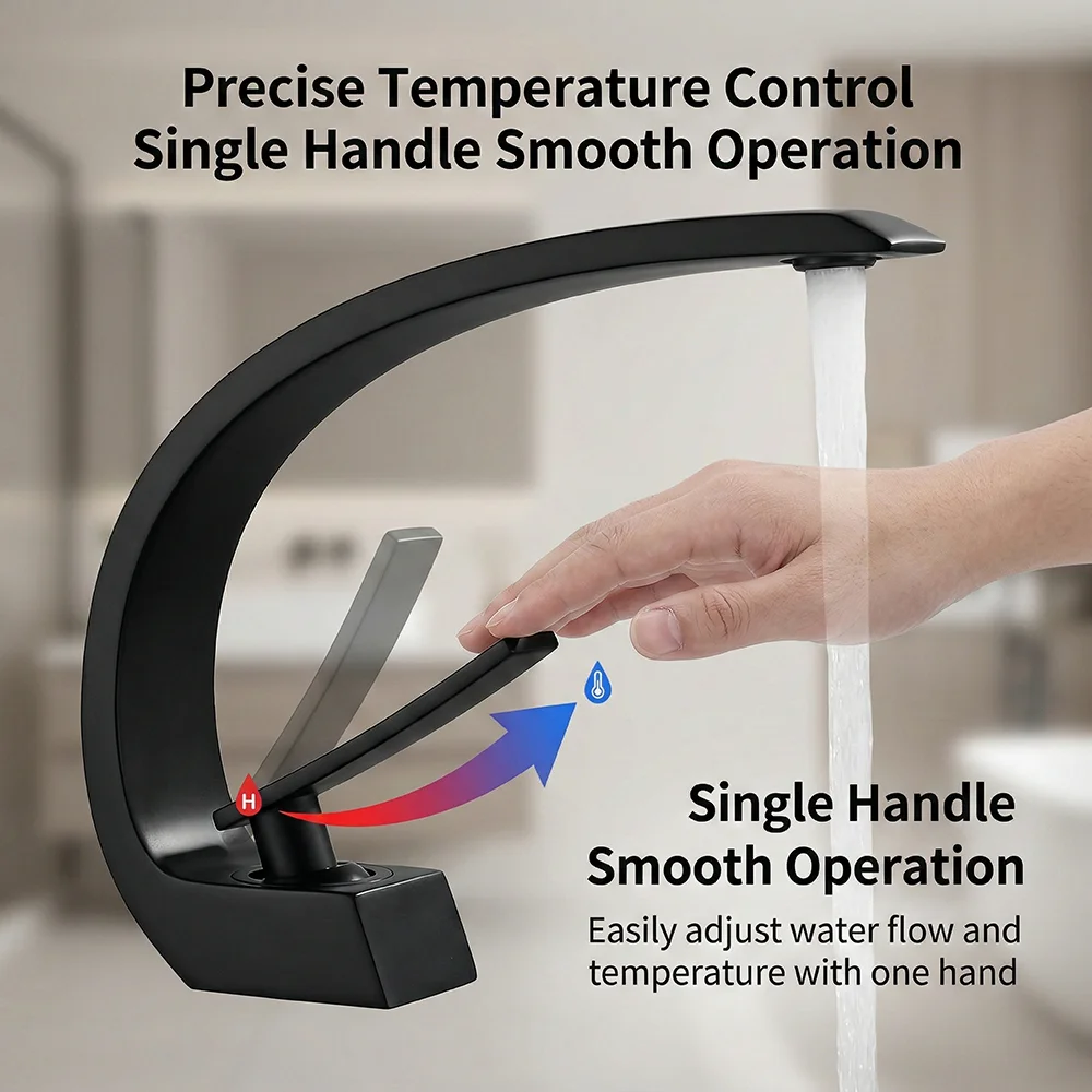 Matte Black Bathroom Faucet, A - Silicone Tap Washer avaliação e preço