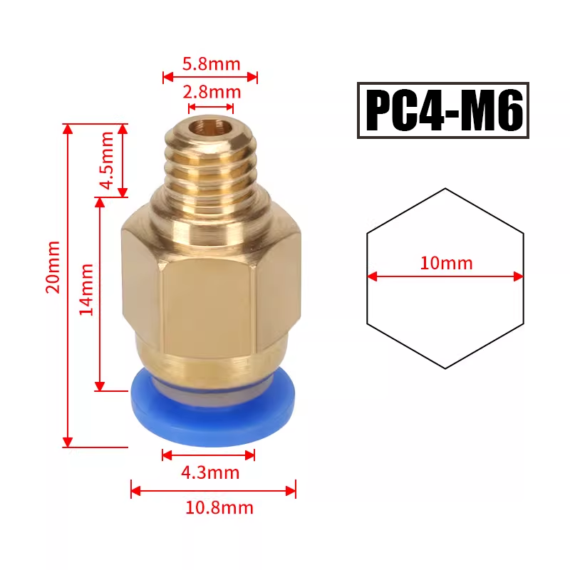 10pcs/lot PC4-M10 Pneumatic Co - Ptfe Tape Thread avaliação e preço