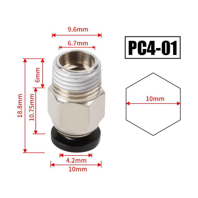 10pcs/lot PC4-M10 Pneumatic Co - Ptfe Tape Thread avaliação e preço