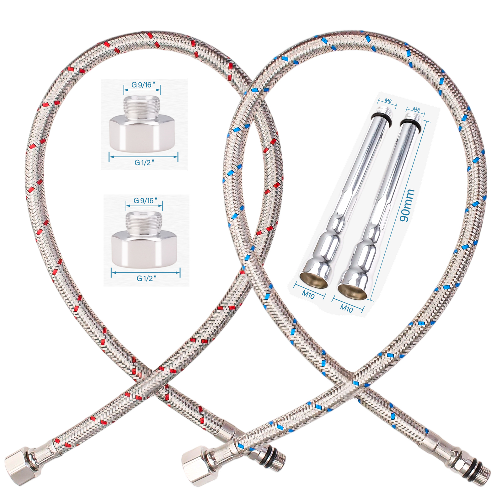 2PCS Flexible Plumbing Pipes G - Flexible Hose Braided avaliação e preço