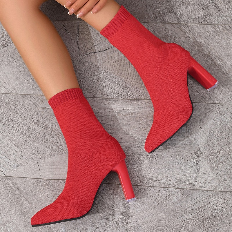 Simple Pointed Toe Knit Stretc - Pipe Bending Spring avaliação e preço