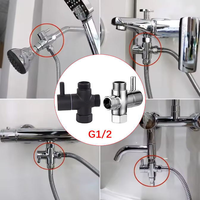 Black Silver 3 Way T-Adapter D - Shower Valve Cartridge avaliação e preço