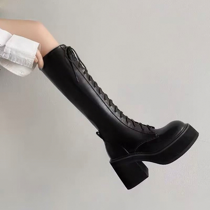 White  Boots Thick Bottom High - Pipe Bending Spring avaliação e preço
